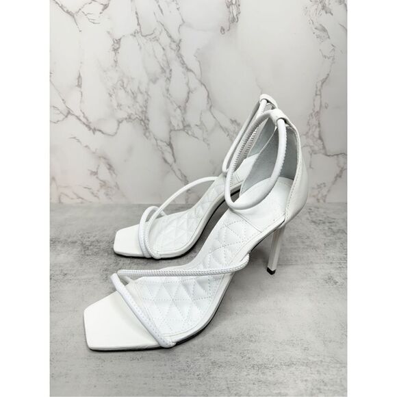 SCHUTZ Sandals Womens‎ Size 9B White Leather Open Square Open Toe High Heels - Picture 3 of 13
